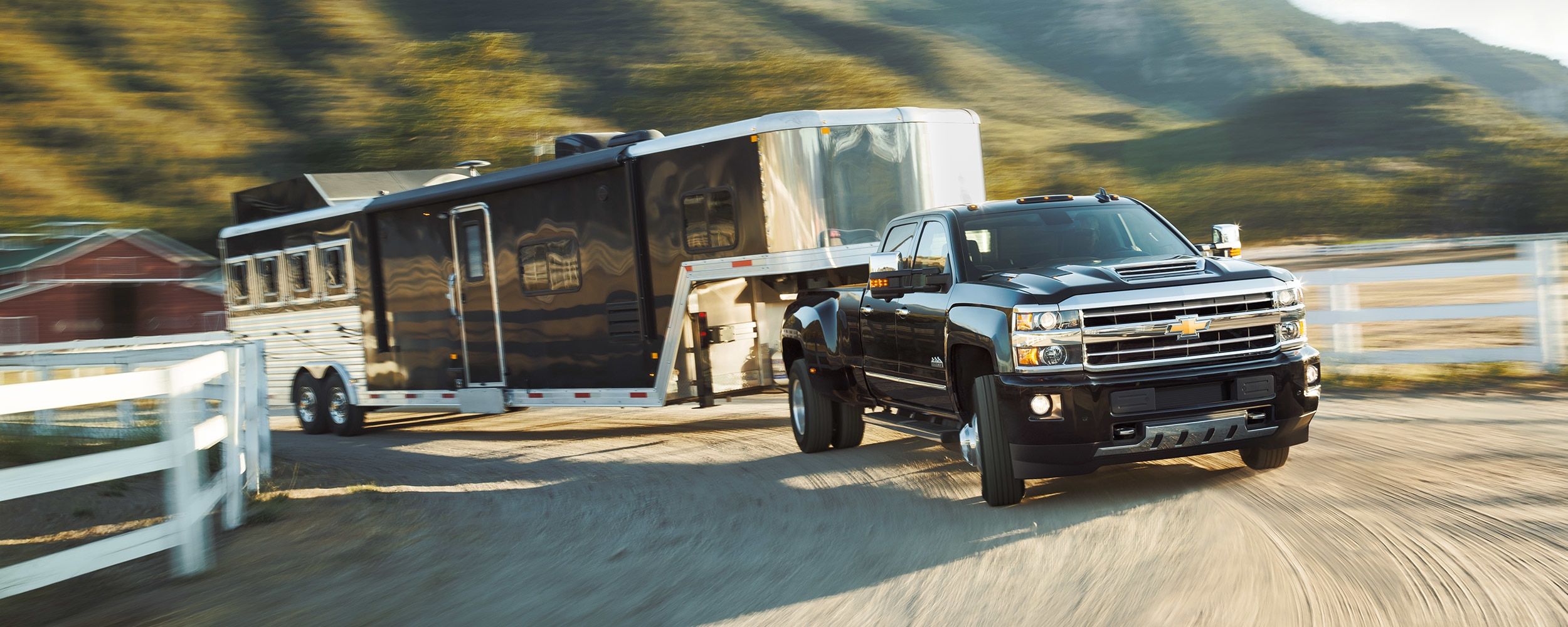 Pickup truck towing a trailer
